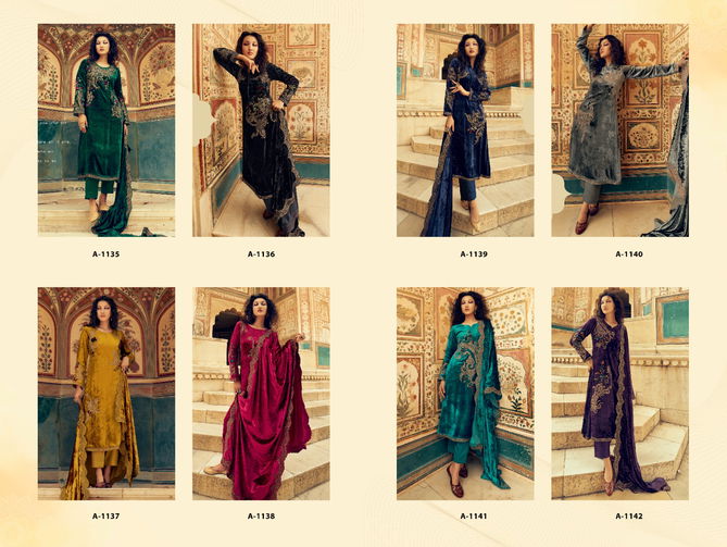 Sastra By Aiqa Winter Wear Fancy Work Velvet Salwar Kameez Wholesale Online